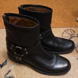 Frye Black Leather Moto Boots